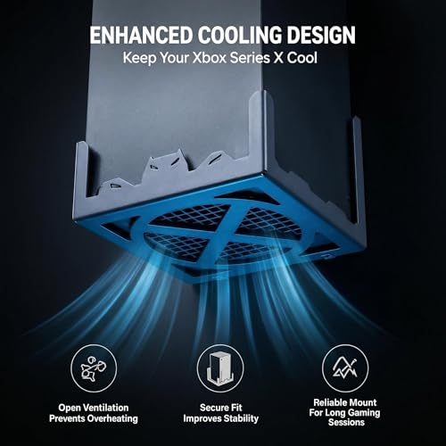 BracNova Wall Mount Kit for Xbox Series X-Steel Wall Mount Shelf Stand with Detachable Controller Holder and Headphone Hook-Safely Store Your Xbox X Console Near or Behind Your TV