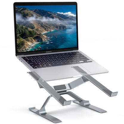 OMOTON More Stable Laptop Stand, Aluminum Adjustable Laptop Holder Stand for Desk, Ergonomic Detachable Notebook Riser Suitable for All Laptops (11-16 inch)
