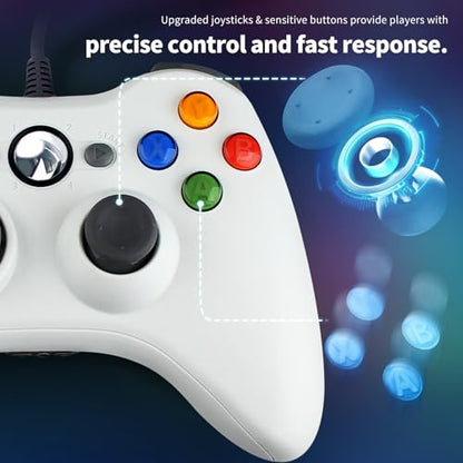 OSTENT Wired USB Controller Gamepad Joystick for Microsoft Xbox 360 Console Windows PC Laptop Computer Video Game Color White - color: White