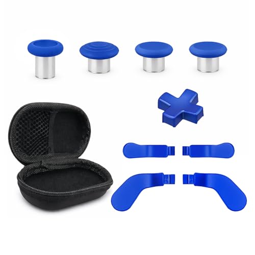 Elite Series 2 Paddles Accessories, Metal Thumbsticks Replacement Buttons for Xbox One Elite Series 2 Core, 9 in 1 Component Pack Includes 4 Joysticks, 4 Paddles and 1 Dpad(Blue) - color: Blue