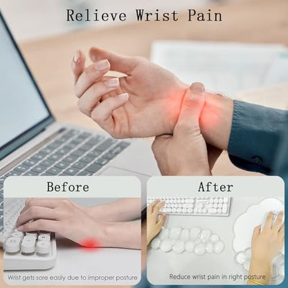 Gel Cloud Wrist Rest for Keyboard and Mouse Clear Mouse Pad with Wrist Rest 3PCS Ergonomic Cool Keyboard Wrist Pad Cute Acrylic Coaster Non-Slip Cute Transparent Mouse Wrist Pad for Computer Keyboard - color: 3pcs Gel White