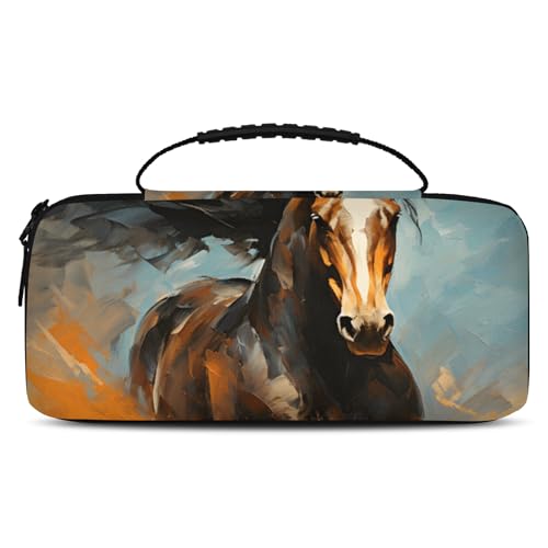 Adornori Horse Carry Case Compatible with Nintendo Switch 2, with 20 Games Cartridges, Animal Theme Portable Travel Carrying Case Pouch for Accessories & Games - color: Multicolor 2