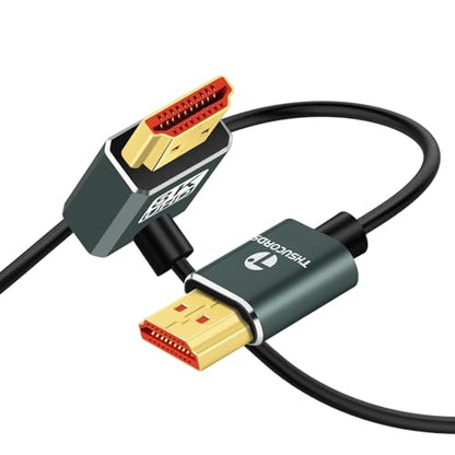 Thsucords Ultra Thin 8K HDMI 2.1 90 Degree Down Angle Cable 3.3FT, Flexible Slim High Speed Cord Support 4K@120Hz 8K@60Hz Compatible with Roku TV/HDTV/PS5/Blu-ray - size: 3.3FT, style: 90 Degree Down Angle
