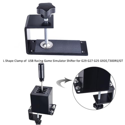 CNRAQR PC USB Simulator Shifter 7+R H Gear Shifter with L Shape Clamp Set Gear shift PC Windows Steering Compatible with G29/G27/G25, T300RS/GT Wheel - color: 7R+L Shape Clamp