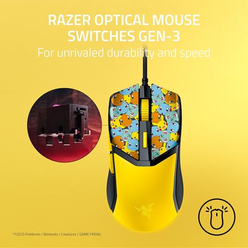 Razer Cobra Wired Gaming Mouse, 58g, Pokémon Edition | Gen-3 Optical Switches, Chroma RGB Lighting, Precise 8500 DPI Optical Sensor, 100% PTFE Mouse Feet, Speedflex Cable - color: Pokémon Edition
