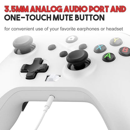 Dinosoo Wireless for Xbox Controller Series X|S One & Windows 10/11, with Turbo, Macro, Mute Button, Battery, Dual Vibration, White - color: White