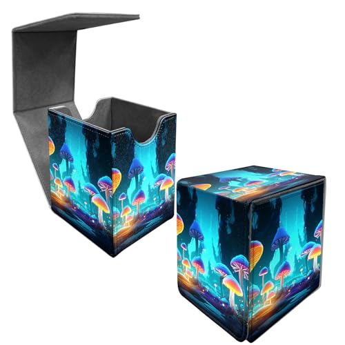 Card Deck Box Trading Cards with Strong Magnet Mushroom Forest Theme Commander Deck Box Card Storage Box Magic Premium Card Storage Box Case Cover for TCG CCG Magic Cards