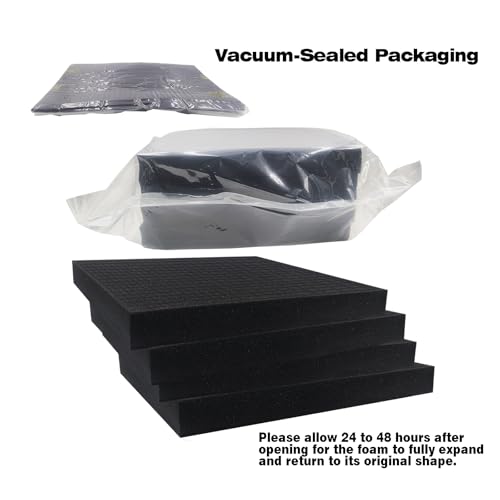 KYHSOM 4 Pack Pick and Pluck Foam 16x12x2 Inch - Pre-Cubed Cell Polyurethane Sheets for Tool Box, Camera, Craft and Protective Case Liner Organizer
