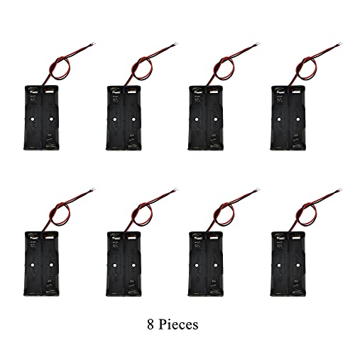 HAHIYO 3V AA Battery Holder Bundle Series with Wire Sturdy Clapm Flexible Springs Contact Build-in Harnesses Batteries Black Case Easy Install 8 Pieces for Wall Clocks Ham Radio Kids Toys - style: Without cover-2AA-8P