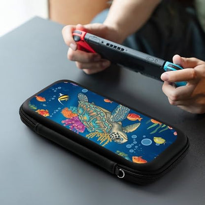PPIKTC Travel Hard Shell Carrying Case for Switch, Shockproof Protective Storage Bag with 15 Game Cartridges, Sea Turtle - color: Design (214)