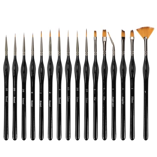 16PCS Miniature Paint Brushes,Detail Paint Brushes Set for Acrylic Watercolor Gouache Oil & Face Painting, Paint by Number, Figurine Black - color: Black