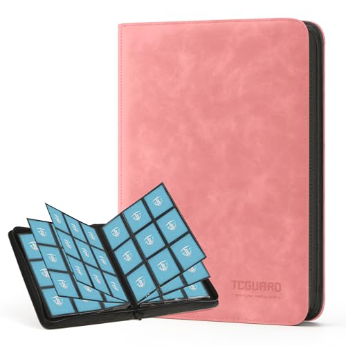 Trading Card Binder, 9 Side Loading Pocket Card Album Hold Up to 540 Cards, Zipper Binder for Cards Collection, TCG Card Holder for Game Card, Sports Card, Yugioh, MTG etc.（Pink 9） - color: Pink 9
