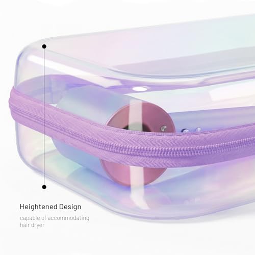Clear Hard Shell Organizer Cases, 2 Pack | Iridescent PET shell with water-resistant, scratch-resistant surface for travel, toiletries, electronics and daily essentials - color: Purple2