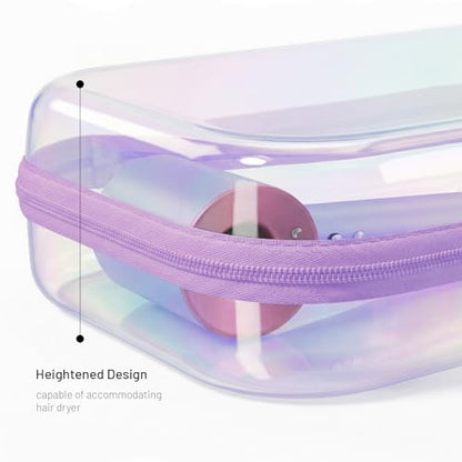 Clear Hard Shell Organizer Cases, 2 Pack | Iridescent PET shell with water-resistant, scratch-resistant surface for travel, toiletries, electronics and daily essentials - color: Purple2