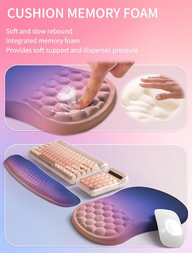 Hokafenle 2in1 Combination, Wave Keyboard Wrist Rest and Ergonomic Curvature Mouse Pad Wrist Support for Relieve Wrist Pain, Filled with Soft Cushion Memory Foam, Dawn - color: Dawn