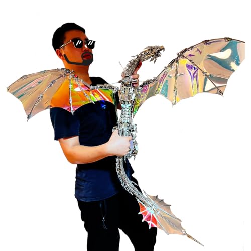3D Metal Puzzle for Adults, Steampunk Bloodthirsty Aurora Dragon 3D Metal Model Kit with Stand, 3000+PCS Dragon 3D Puzzle Kit Jigsaw Animal DIY Craft Gift