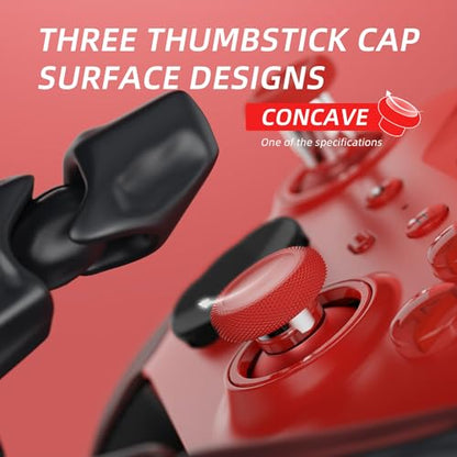 eXtremeRate 6 in 1 Metal Replacement Thumbsticks for Xbox Elite Series 2 Controller, Passion Red & Metallic Silver Swappable Magnetic Analog Stick Joystick Caps for Xbox Elite 2 Controller -Model 1797 - color: Passion Red & Metallic Silver