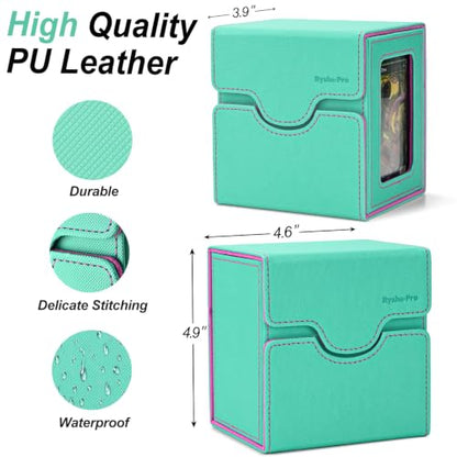 Commander Deck Box for MTG/PTCG/TCG - Patent Pending, Green Rose Pink | Card Deck Box with Display Fits 100+ Double-Sleeved Cards, Magnetic Trading Card Box with Dice Tray & 35PT Card Holder - color: Green Rose Pink