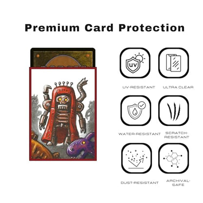Trading Card Sleeves – 100 Count – Smooth Matte Art Back & Clear Front (66 x 92 mm) – Fits Standard Cards, MTG, Sports & Collector Decks - Clockwork Overlord
