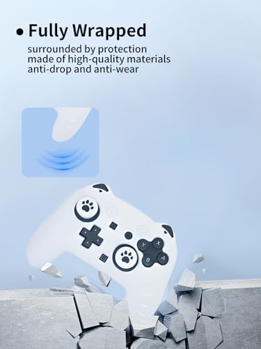Case for Nintendo Switch 2 Pro Controller,UYRUREL Premium Sillence Material,Shock-Absorbing and Anti Drop Protection Soft Shell,with Stickers and Thumb Grips,White. - color: White