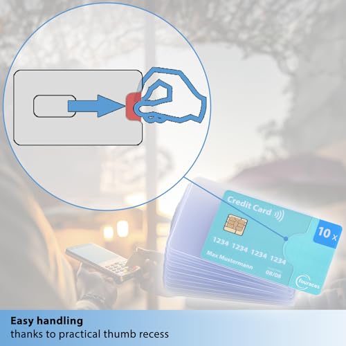 credit card sleeves - 10-pack - sturdy transparent plastic sleeve - protector for cards, protection