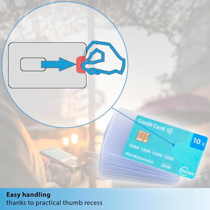 credit card sleeves - 10-pack - sturdy transparent plastic sleeve - protector for cards, protection
