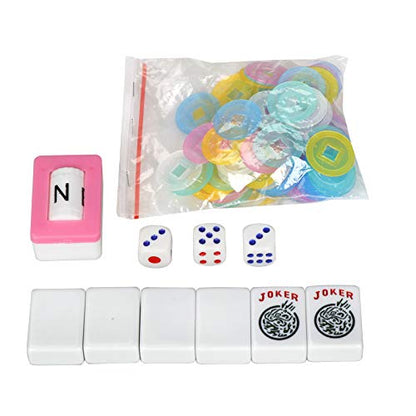 Nova Microdermabrasion American Mahjong Mah Jongg Set 166 Tiles 4 All-in-One Color Rack/Pushers Red Soft Bag Full Size Complete Mahjongg Ma Jong Set (Red) - color: Red