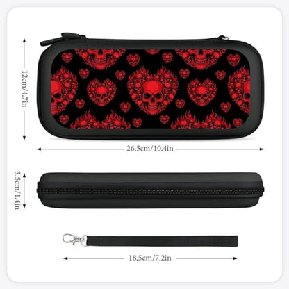 Travel Handheld Carrying Case for Switch, Red Skull Travel Storage Holder with Mesh Pocket, Hard Shell Protective Bag with 15 Game Cartridges - color: Design (339)