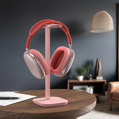 Headphone Stand, Desktop Headset Holder Desk Earphone Stand Aluminum Headset Hanger Headphone Rack Stand to Hold Earphones Such as Airpods Max, Sony, Beats, Bose, Razer, HyperX(Pink) - color: Pink