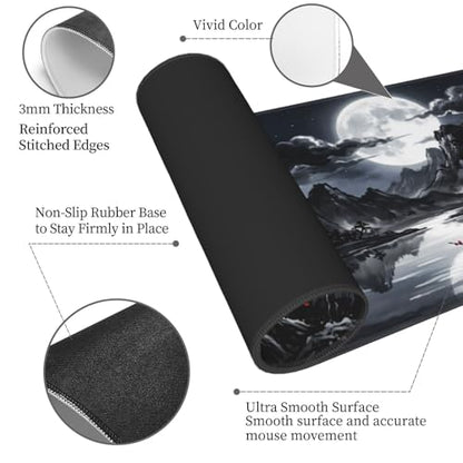 Extended Gaming Mouse Pad, Large Mouse Mat, XL Desk Pad for Keyboard and Mouse, Non-Slip Rubber Base & Stitched Edges for Gamer Office 31.5x11.8 in - color: 6