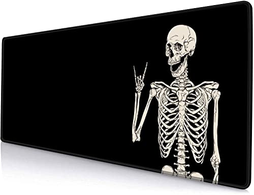 Gaming Mouse Pad, Large Mouse Pads for Desk, Non-Slip Rubber Base Mousepad, Keyboard Mouse Mat, Desk Pad with Stitched Edges, 31.5x11.8 inch Black Human Skeleton - color: 01 Black Human Skeleton