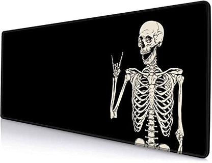 Gaming Mouse Pad, Large Mouse Pads for Desk, Non-Slip Rubber Base Mousepad, Keyboard Mouse Mat, Desk Pad with Stitched Edges, 31.5x11.8 inch Black Human Skeleton - color: 01 Black Human Skeleton