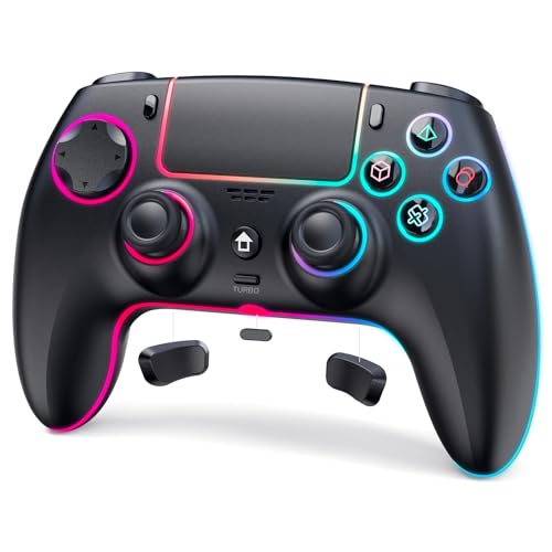 Wireless Controller for PS5 with RGB LED,TURBO, Dual Vibration, 6 Axis Gyro Sensor, Touchpad, Ergonomic for Playstation 5 Controller, Compatible with PlayStation 5/PC/Mac/ios/Android/Steam