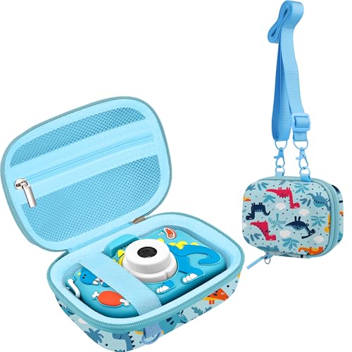Leayjeen Kids Camera Case for Goopow/Mgaolo Kids Camera-Blue Dinosaur | Fits CIMELR/Seckton/OZMI Kids Toy Cameras and Children Digital Camera,Shockproof Water-Resistant Hard EVA Shell(Case Only) - color: Blue Dinosaur