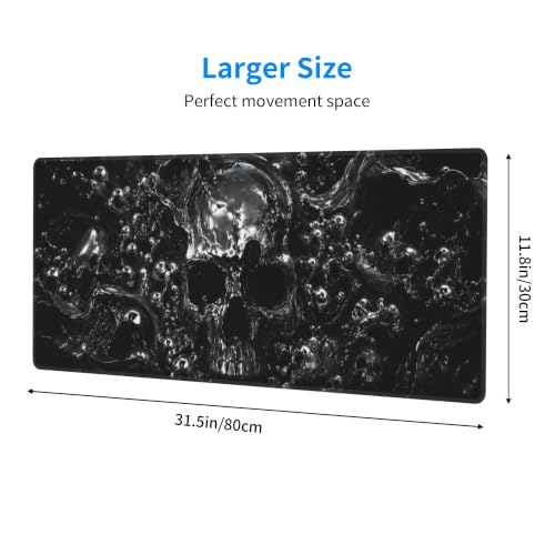 Skull Mouse Pad XL Large Mousepad Non Slip Rubber Base Desk Mat for Laptop Computer Gaming 31.5" X 12" - color: Skull