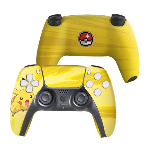 Pikachhu Custom PS-5 Controller Wireless compatible with Play-Station 5 Console by BCB Controllers | Proudly Customized in USA with Permanent HYDRODIP Printing(NOT JUST A SKIN)(MODDED) - color: Pikachhu, size: Modded - Front & Back Print