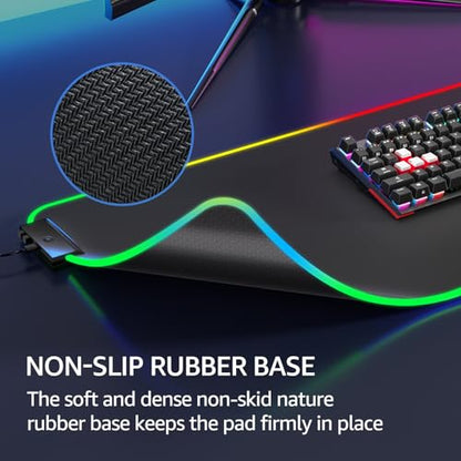 KTRIO RGB Large Gaming Mouse Pad, 31.5 x 11.8 in, RGB Black, XL | Smooth Micro-Weave Surface, RGB Lighting Design, Non-Slip Rubber Base, Durable Stitched Edges, Office & Home Use - color: RGB Black, size: 31.5l X 11.8w Inches