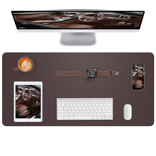Leather Desk Pad Blotter,Mouse Pad,Office Desk Mat, Non-Slip PU Leather Desk mat,Large Desk mat,Waterproof Keyboard mat for Office/Home/Decor (Coffee,35" x 17") - color: Coffee, size: 35" x 17"