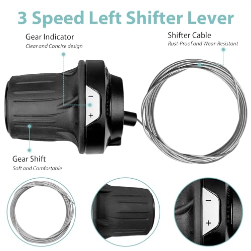 3 Speed Shifter SL-RV200-3L Bike Shifter Left Twist Shift Lever | Lightweight Design,Durable and Stable,3 Speed Shifter for Moutain Bike,Commuter Bike,Touring Bike - size: 3 speed/SL-RV200-LN-3S