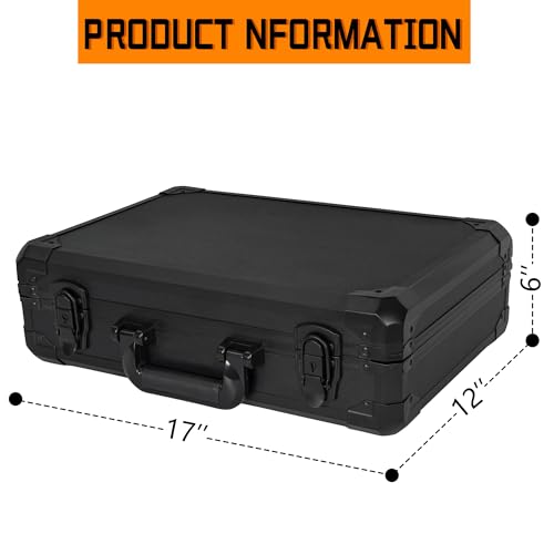 17 Inch Aluminum Carrying Case 17 X 12 X 6 Inch Ideal for Microphone & Camera Gear Transportation, DJ Mixer Case with Customizable Pre-Diced Foam, Black - size: Inner：16.5''X 11.5''X 5.5''