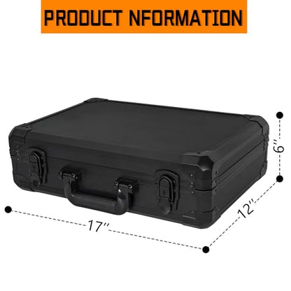 17 Inch Aluminum Carrying Case 17 X 12 X 6 Inch Ideal for Microphone & Camera Gear Transportation, DJ Mixer Case with Customizable Pre-Diced Foam, Black - size: Inner：16.5''X 11.5''X 5.5''