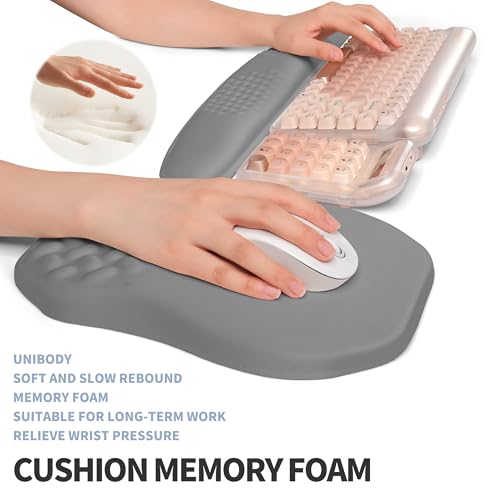 2-in-1 Ergonomic Set, Wave Keyboard Wrist Rest and Massage Slope Mouse Pad Wrist Support, Rebound Memory Foam for Relieve Carpal Tunnel Syndrome and Wrist Pain (Dark Grey) - color: Dark Grey