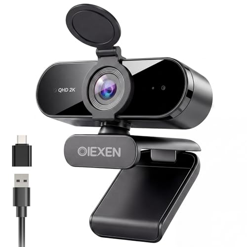 2K Webcam for PC Laptop,1080P@60FPS Streaming Camera with 1/2.8'' CMOS Sensor,PDAF Auto Focus,Dual Noise-Canceling Mics,Privacy Cover,Plug & Play for Gaming/Zoom/Skype/Teams/Live Streaming