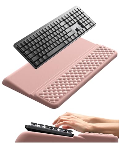 Vaydeer Wrist Rest with Keyboard Stand, Computer Wrist Support Pad, Ergonomic Keyboard Riser Holder Lifter Tray with Wrist Pad, Memory Foam Desk Cushion, Palm Hand Typing for Office Home School-Pink - color: Pink, size: Large