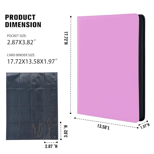 Card Binder 16 Pocket,Trading Card Binder Holds up to 1408 Cards with 44 Sleeves,Zipper Card Holder Album Compatible with TCG Card/Game Cards/Sports Card-Purple - color: Light Purple