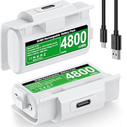 CYOYPPY Rechargeable Xbox Controller Battery Pack (White) - style: Play & Charge Kit white