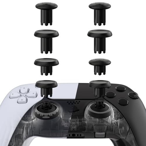 eXtremeRate ThumbsGear V3 Interchangeable Ergonomic Thumbsticks for PS5 Controller, Replacement Analog Thumb Sticks for PS4 Controller - 4 Height Adjustable Convex & Concave Grip Joysticks - Black - color: Black