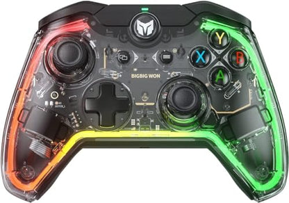 BIGBIG WON Wired PC Controller, Rainbow Game Controller RGB Light, Motion Aim, Custom Buttons, Macro, Turbo, Dual Shock Wired Controller for Switch/Win10&11 Controller for PS5/PS4 via R90 Adapter-1pc - size: C1S