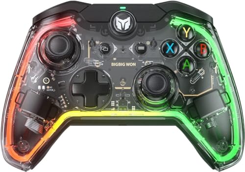 BIGBIG WON Wired PC Controller, Rainbow Game Controller RGB Light, Motion Aim, Custom Buttons, Macro, Turbo, Dual Shock Wired Controller for Switch/Win10&11 Controller for PS5/PS4 via R90 Adapter-1pc - size: C1S