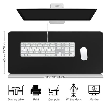 Large Gaming Mouse Pad Extended XXL Mouse Mat Long Desk Pad with Stitched Edges for Keyboard Home Office Gaming Work Big Desk Pad (35.4x15.7IN,90x40) (Black) - color: Black